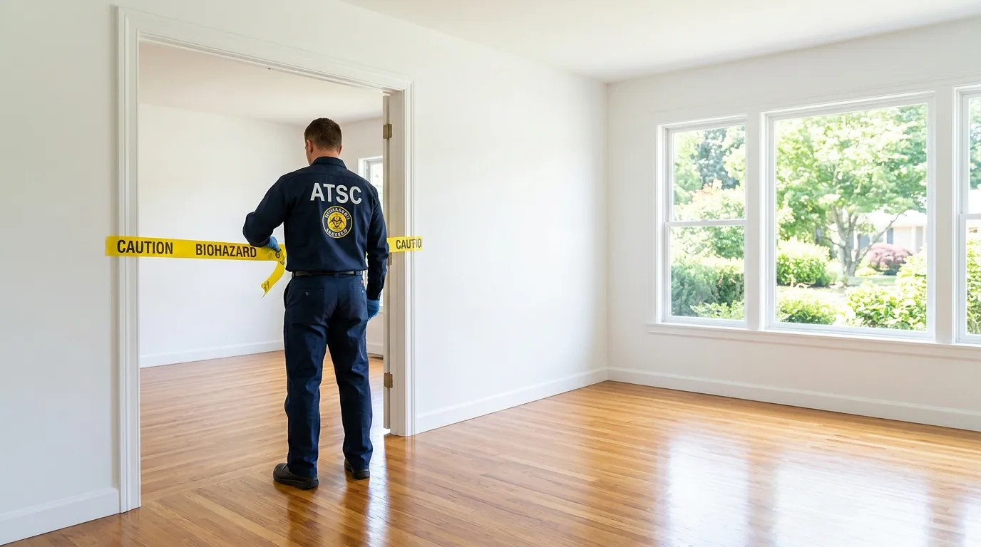 Certified biohazard cleanup crew performing Trauma Scene Cleanup in Orange